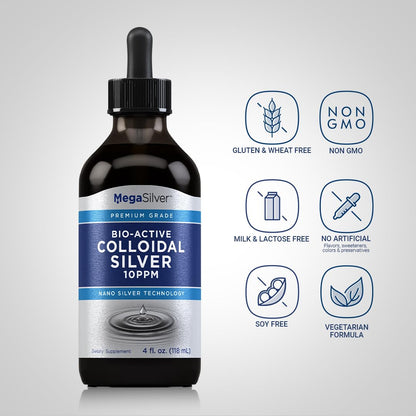 Piping Rock Colloidal Silver Drops 10 ppm, 4 oz | Pack of 2 | Bio Active Premium Grade