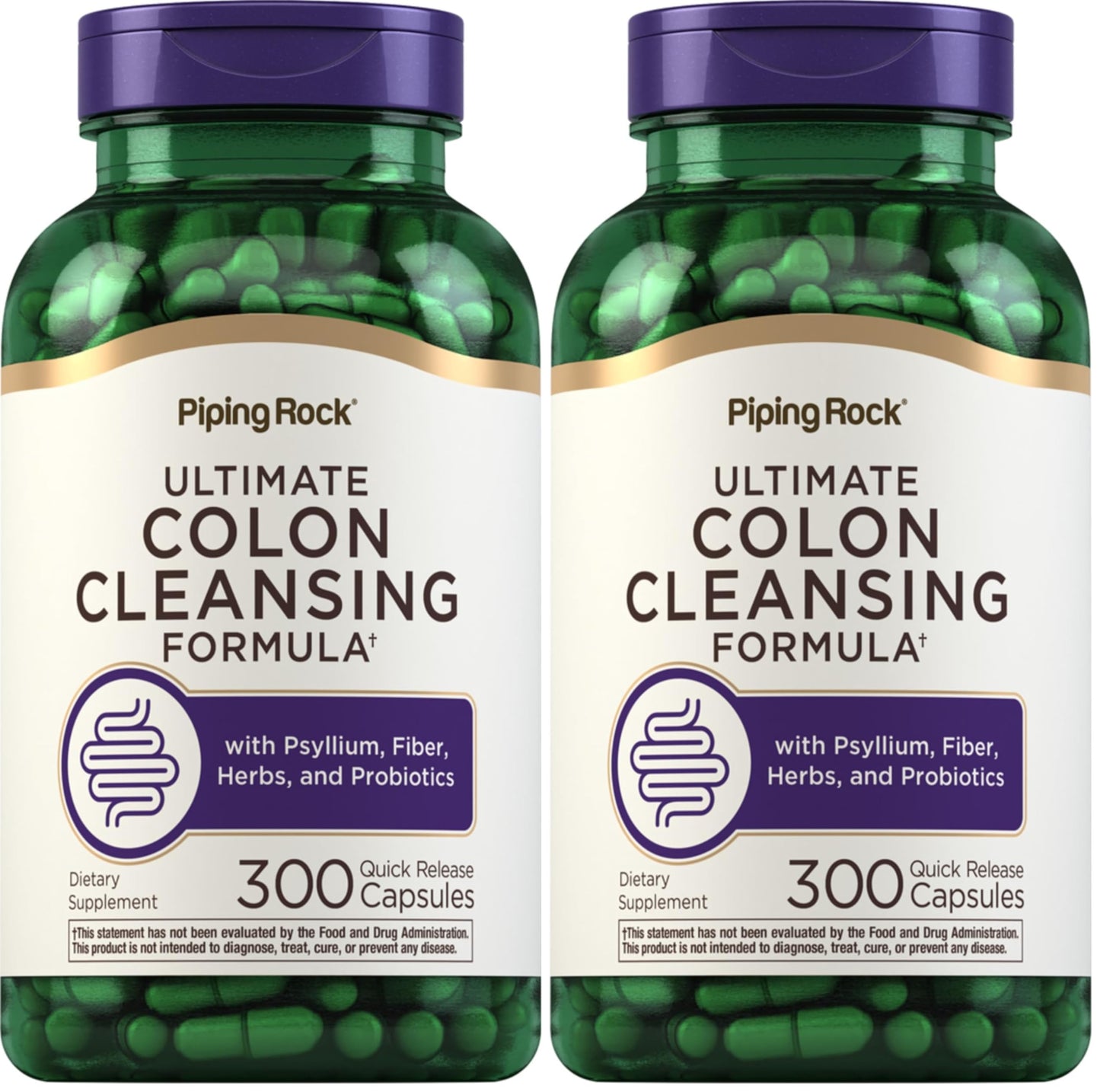 Piping Rock Colon Cleanse Pills - 300 Capsules | Herbal Detox | Pack of 2
