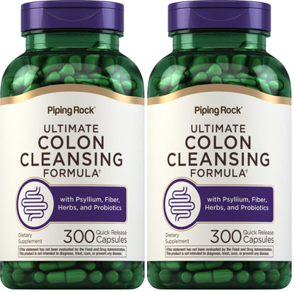 Piping Rock Colon Cleanse Pills - 300 Capsules | Herbal Detox | Pack of 2