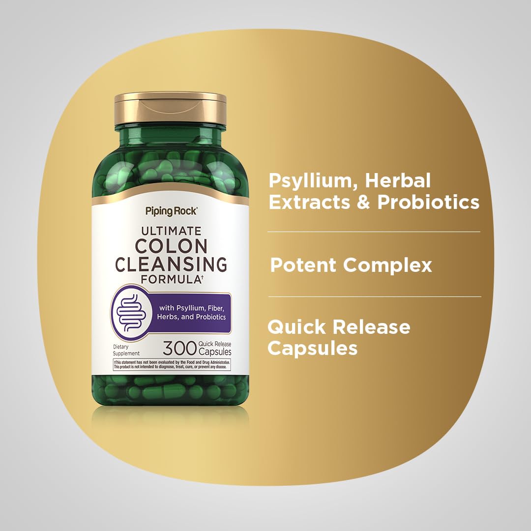 Piping Rock Colon Cleanse Pills - 300 Capsules | Herbal Detox | Pack of 2