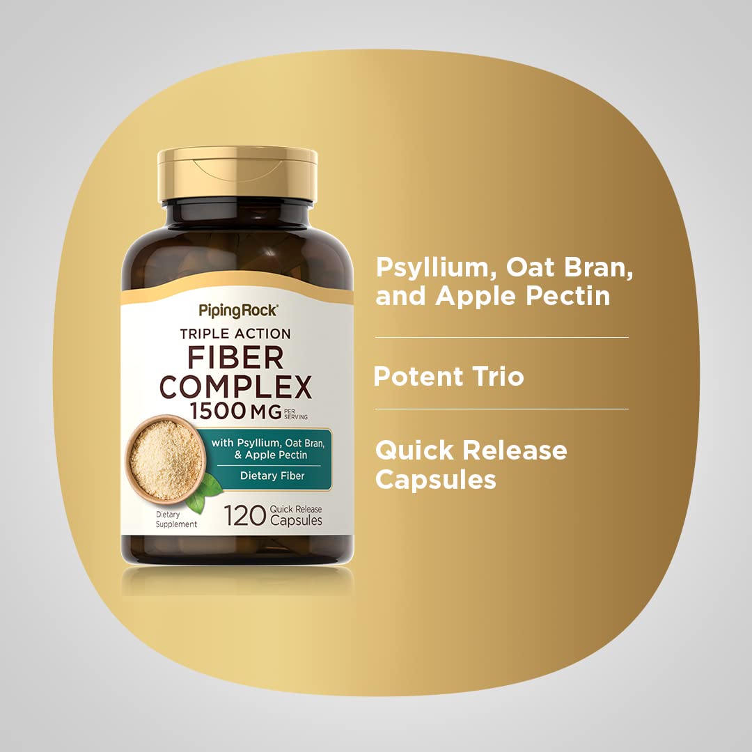Piping Rock Fiber Complex Supplement | 1500mg, 120 Capsules | Pack of 2 | Non-GMO, Gluten Free