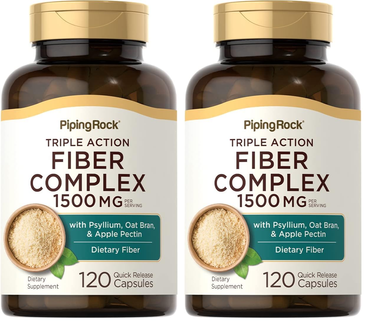 Piping Rock Fiber Complex Supplement | 1500mg, 120 Capsules | Pack of 2 | Non-GMO, Gluten Free