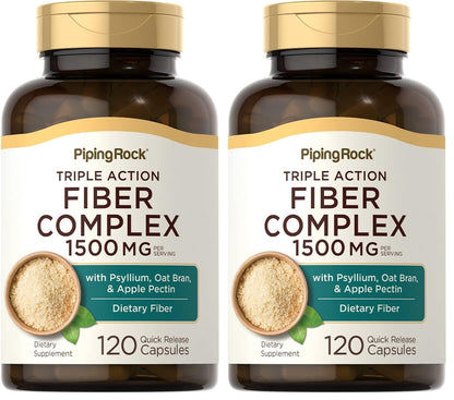 Piping Rock Fiber Complex Supplement | 1500mg, 120 Capsules | Pack of 2 | Non-GMO, Gluten Free