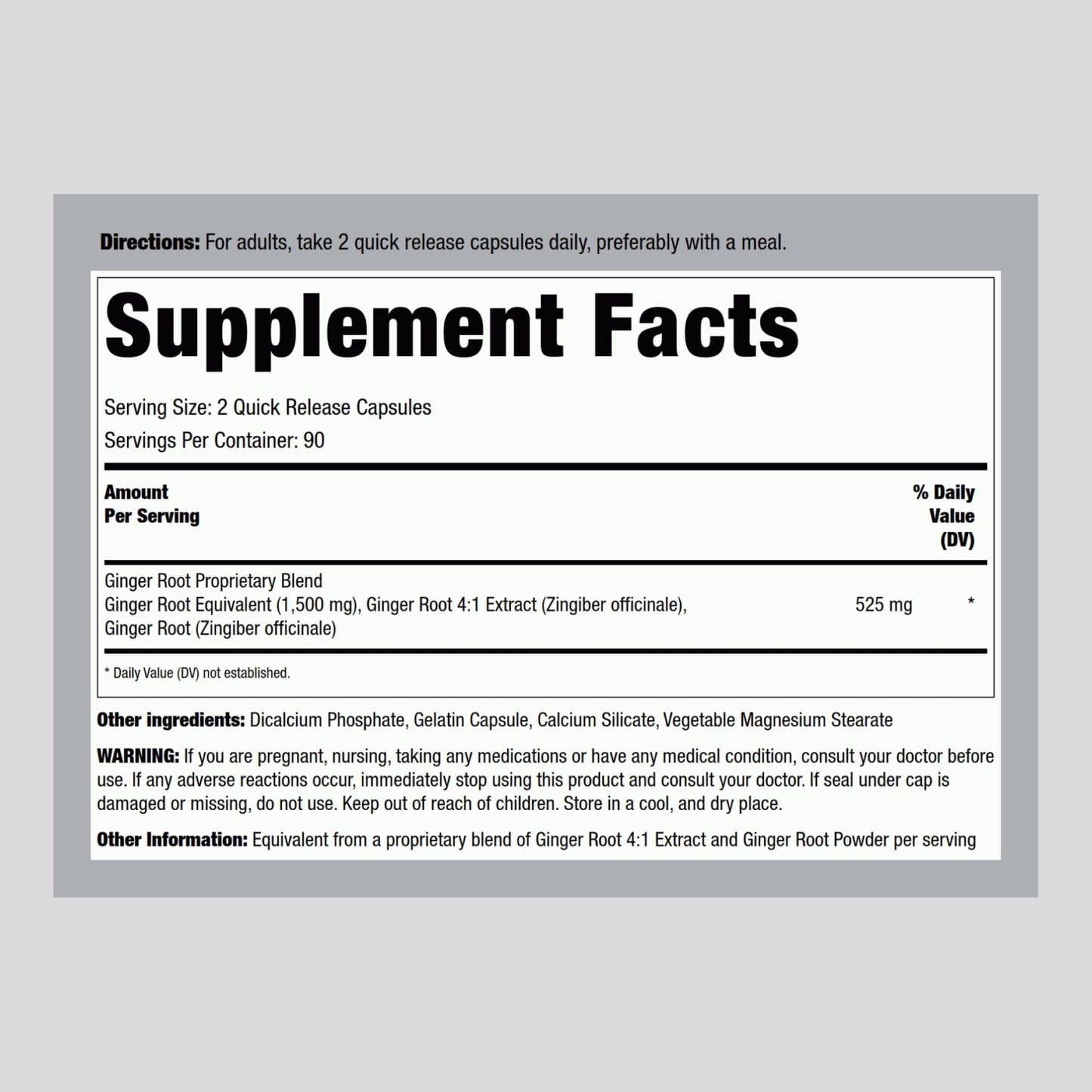 Piping Rock Ginger Root Capsules - 1500 mg, 180 Count | Non-GMO, Gluten Free