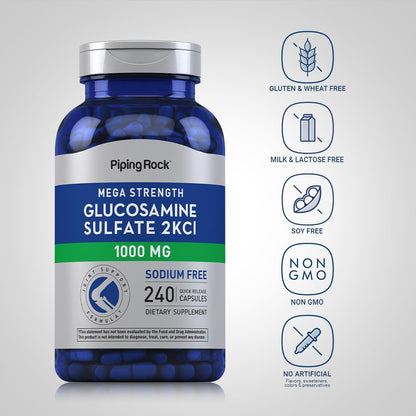 Piping Rock Glucosamine Sulfate 1000mg | 240 Capsules | Joint Support