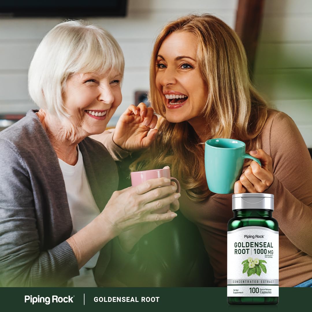 Piping Rock Goldenseal Root Capsules – 1000mg, 100 Pills | Herbal Supplement