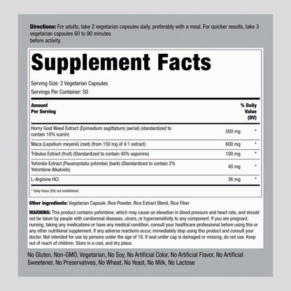 Piping Rock Horny Goat Weed for Men – 100 Capsules | Ultimate Complex