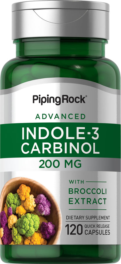 Piping Rock Indole-3-Carbinol 200mg - 120 Capsules | I3C + Broccoli Extract | Non-GMO, Gluten Free