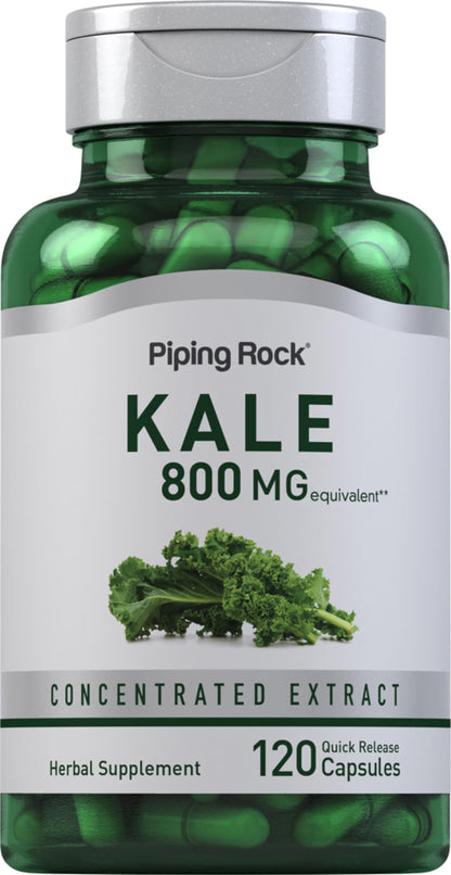 Piping Rock Kale Extract Capsules 800mg – 120 Count, Gluten Free & Non-GMO