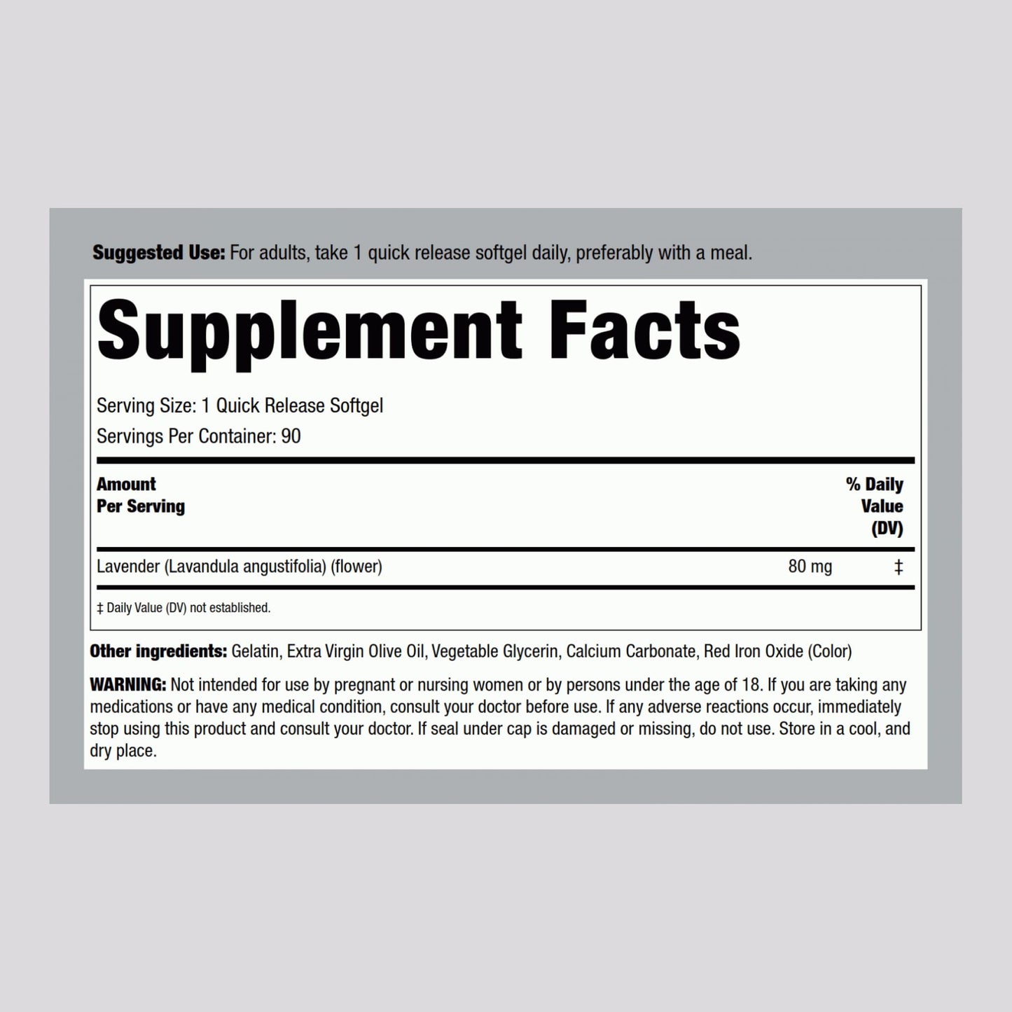 Piping Rock Lavender Calm Pills 80mg – 90 Softgels (Pack of 2) – Non-GMO, Gluten Free