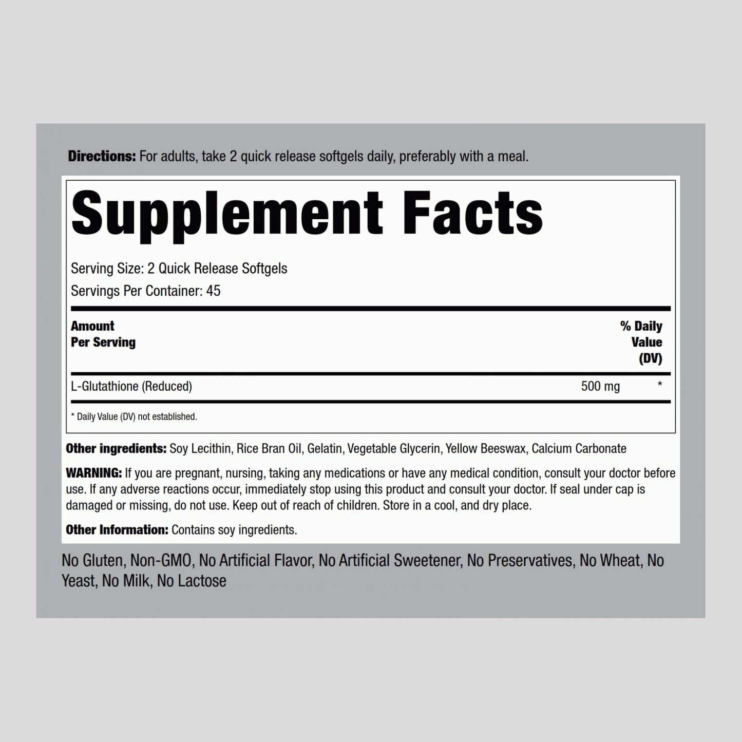 Piping Rock Liposomal Glutathione 500mg | 90 Softgels | Pack of 2 | Non-GMO & Gluten Free
