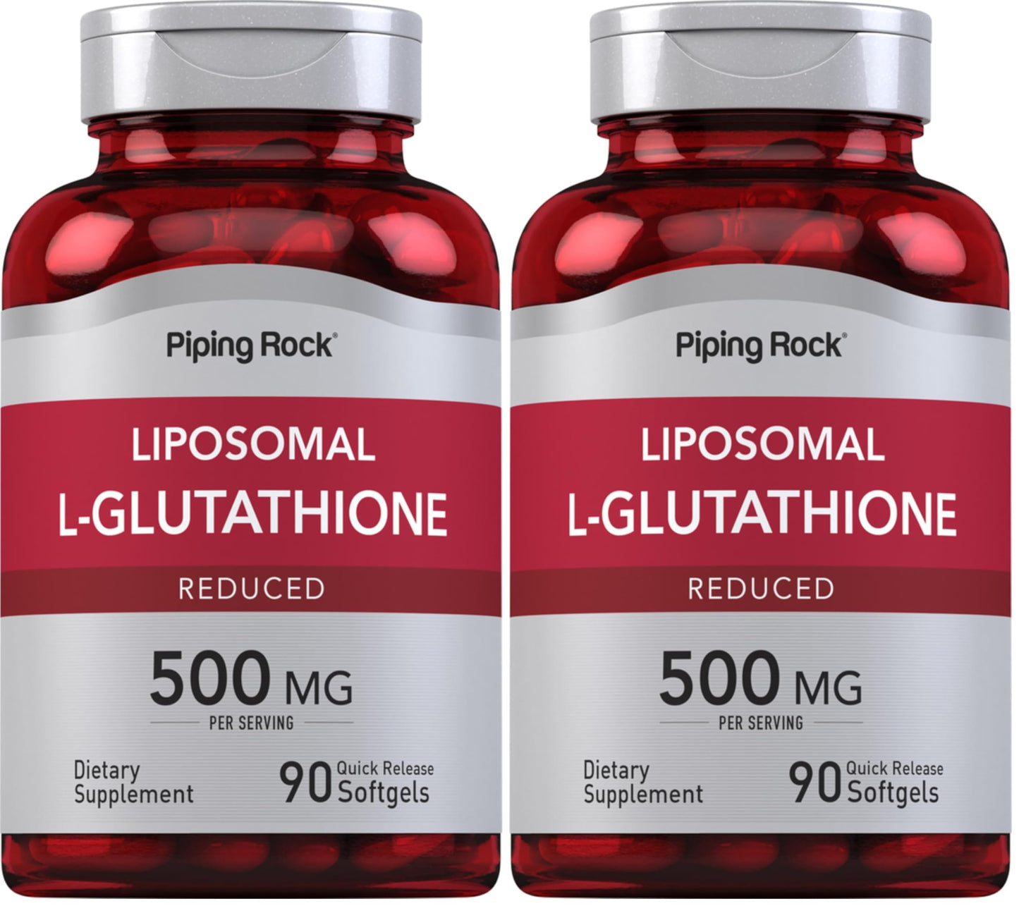 Piping Rock Liposomal Glutathione 500mg | 90 Softgels | Pack of 2 | Non-GMO & Gluten Free