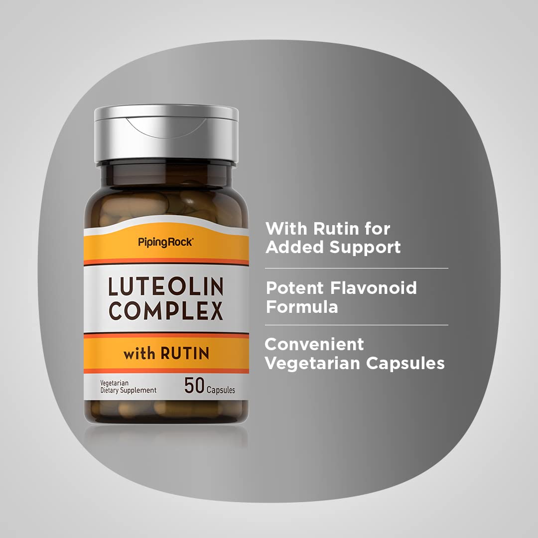 Piping Rock Luteolin Supplement 100mg | 50 Capsules | Rutin Complex | Vegetarian, Non-GMO, Gluten Free (Pack of 2)