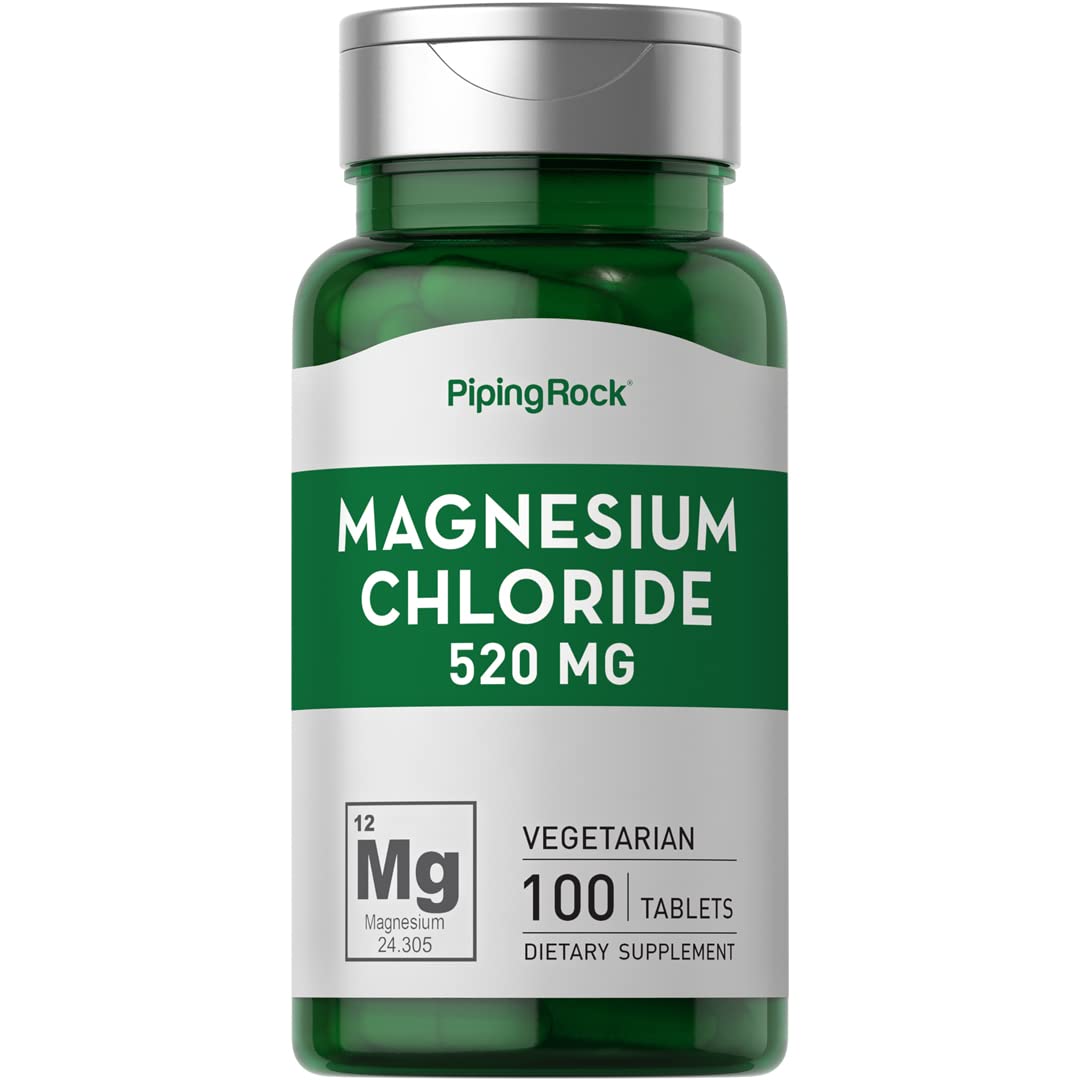 Piping Rock Magnesium Chloride 520mg - 100 Vegetarian Tablets | Non-GMO, Gluten Free