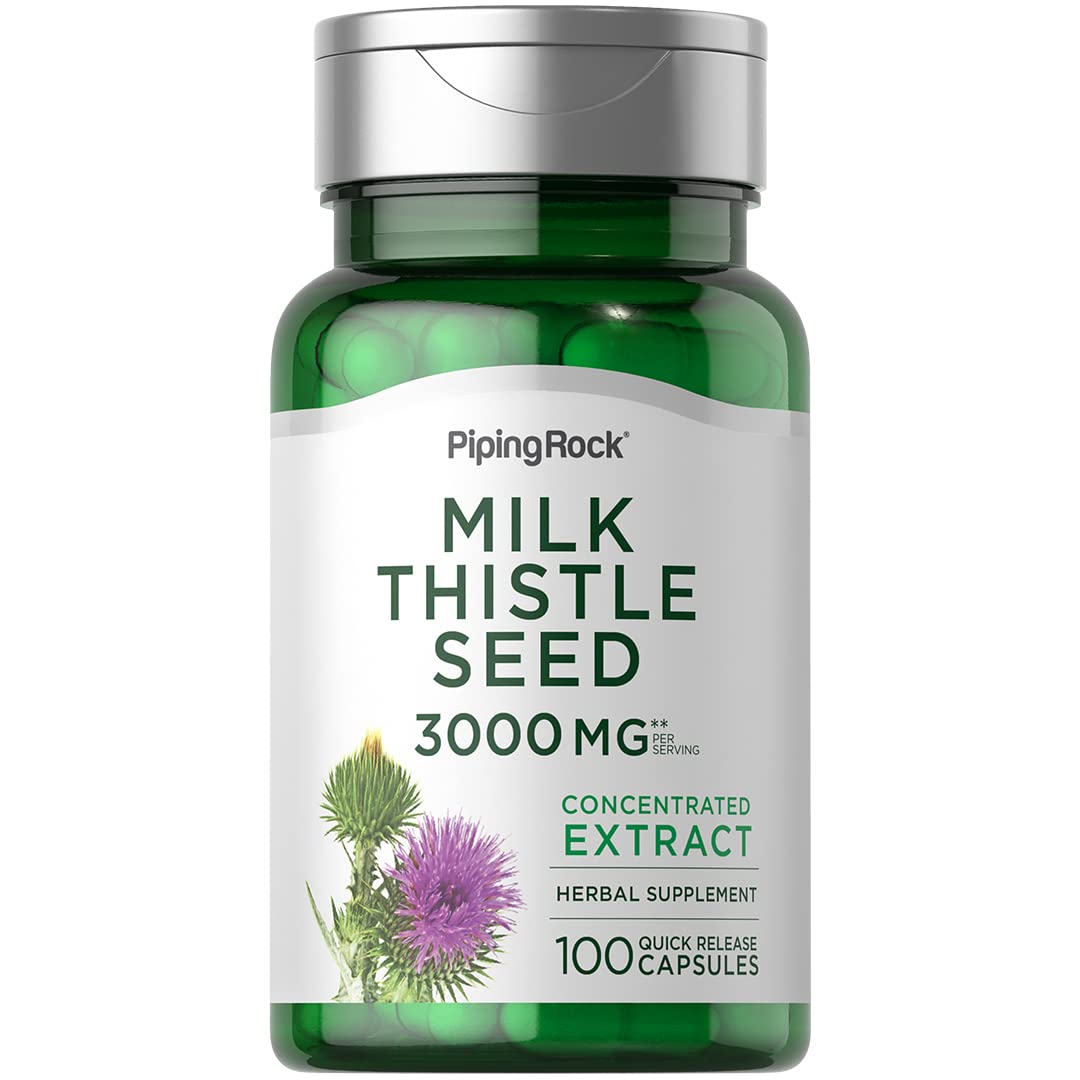 Piping Rock Milk Thistle 3000mg - 100 Capsules | Concentrated Herbal Extract | Non-GMO, Gluten Free