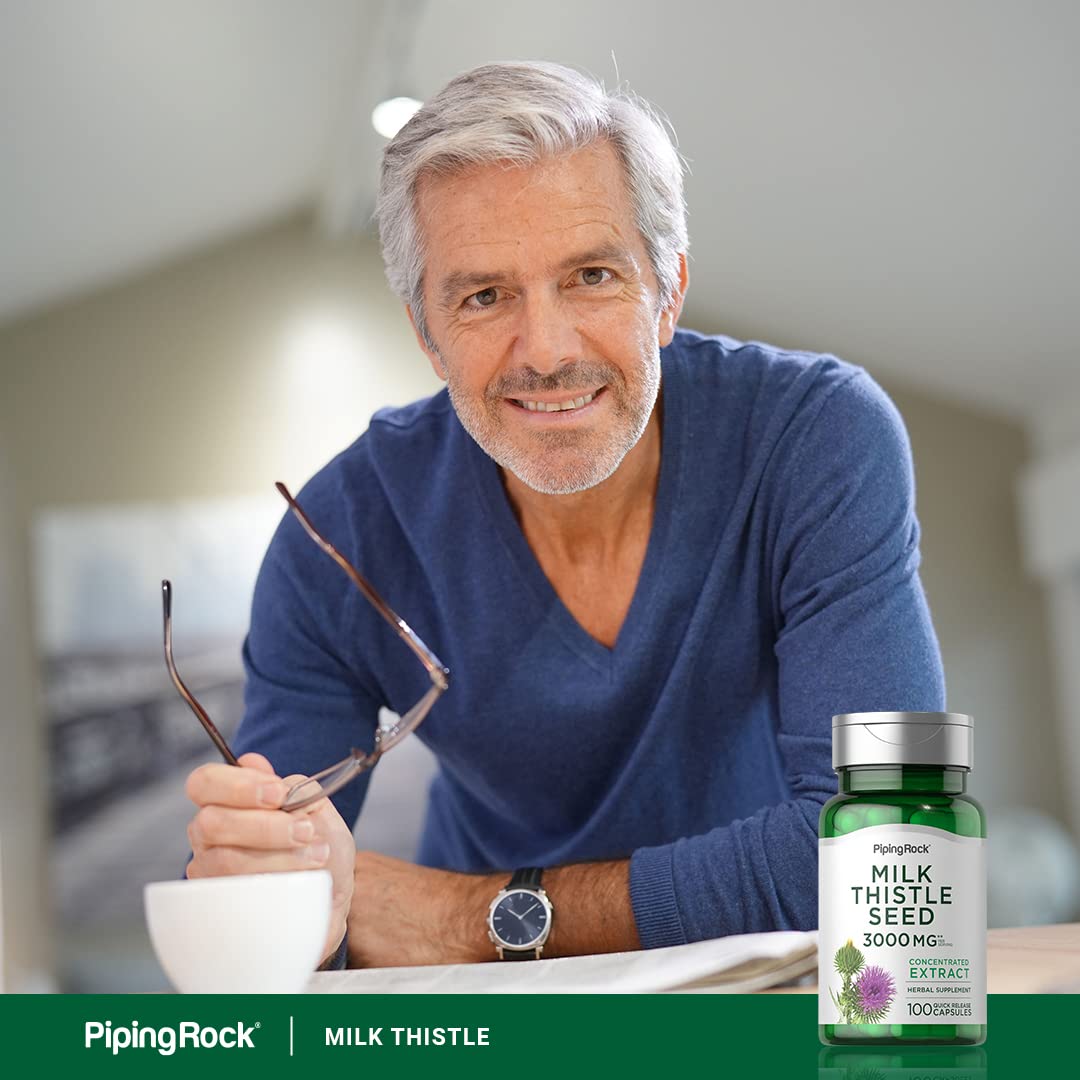 Piping Rock Milk Thistle 3000mg - 100 Capsules | Concentrated Herbal Extract | Non-GMO, Gluten Free