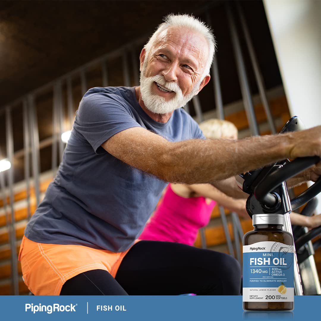 Piping Rock Mini Fish Oil 1340mg | 200 Softgels | Omega-3 Lemon Flavor | Non-GMO & Gluten Free