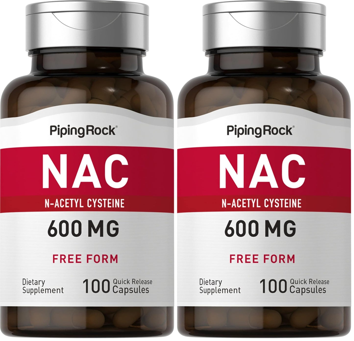 Piping Rock NAC 600mg N-Acetyl Cysteine – 100 Capsules (Pack of 2)