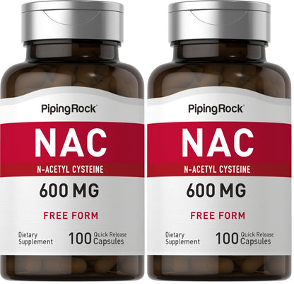 Piping Rock NAC 600mg N-Acetyl Cysteine – 100 Capsules (Pack of 2)