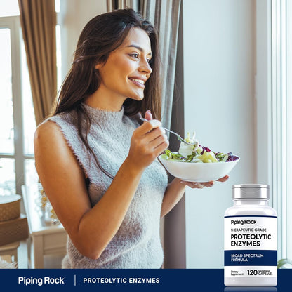 Piping Rock Proteolytic Enzymes Supplement | 120 Capsules | Broad Spectrum Complex | Vegetarian, Non-GMO, Gluten Free (Pack of 2)