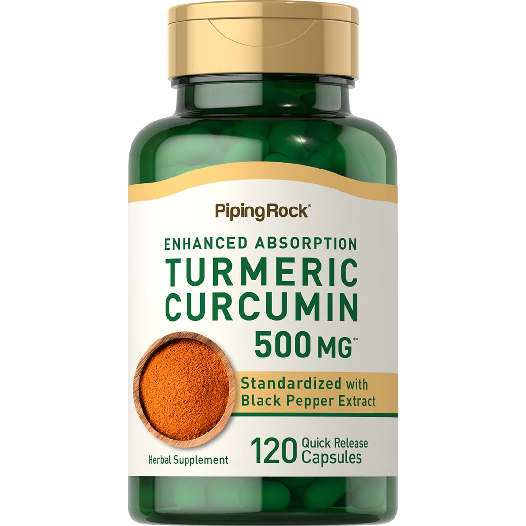 Piping Rock Turmeric Curcumin with Black Pepper 500mg | 120 Capsules | Non-GMO, Gluten Free