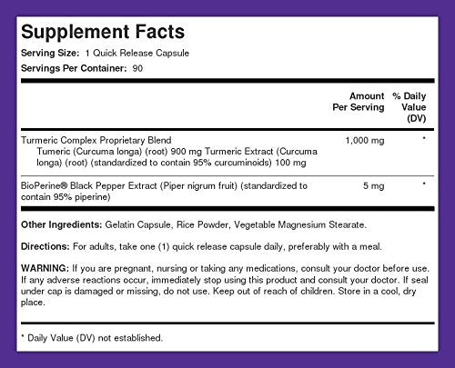 Piping Rock Turmeric Curcumin 1000mg with Black Pepper – 90 Capsules | Non-GMO, Gluten Free