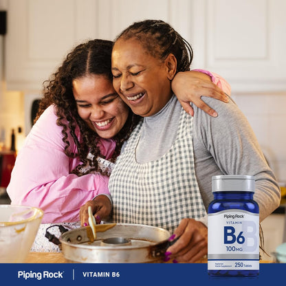 Piping Rock Vitamin B-6 100mg Supplement | 250 Tablets | as Pyridoxine Hydrochloride | Non-GMO & Vegetarian Formula