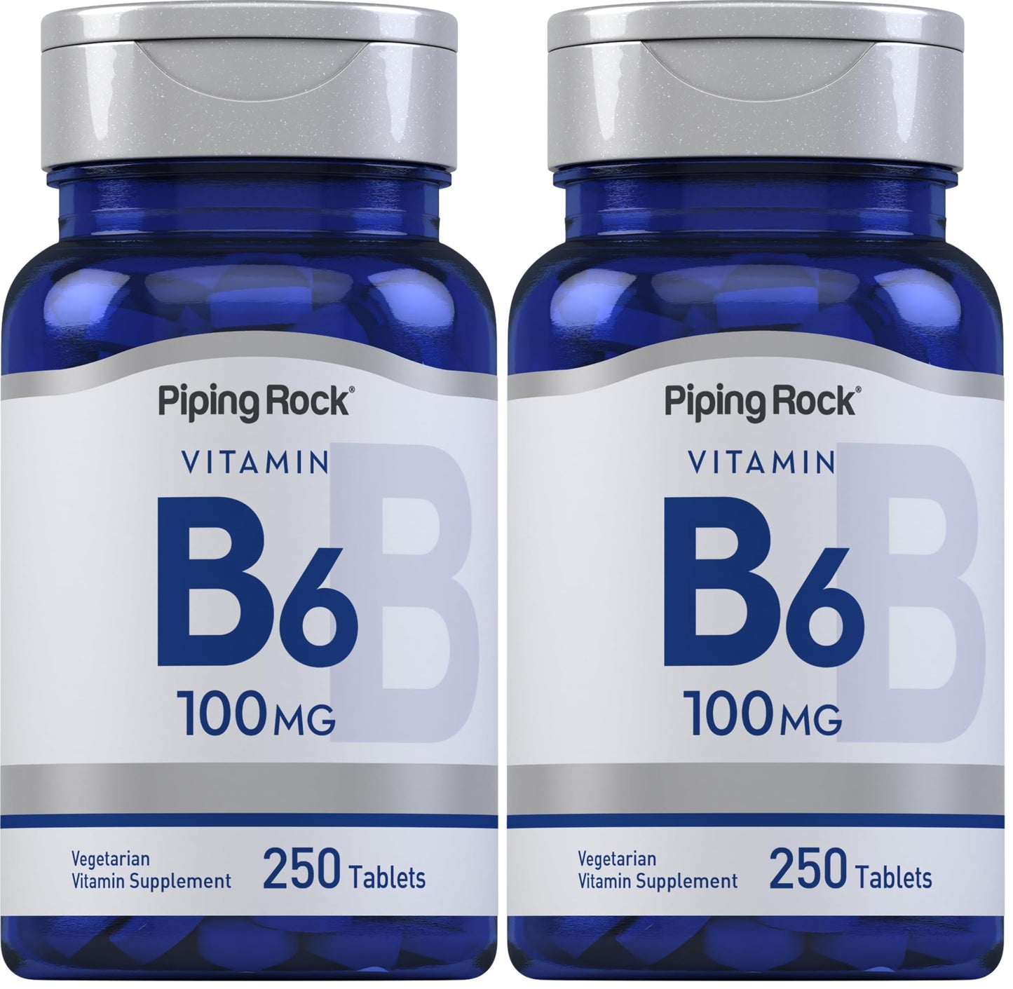 Piping Rock Vitamin B-6 100mg Supplement – 250 Tablets – Pyridoxine Hydrochloride – Non-GMO & Vegetarian (Pack of 2)