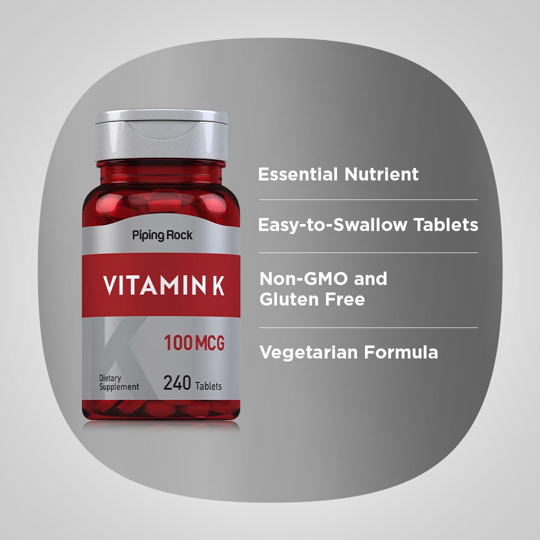Piping Rock Vitamin K 100 mcg – 240 Tablets (Pack of 2) | Phytonadione