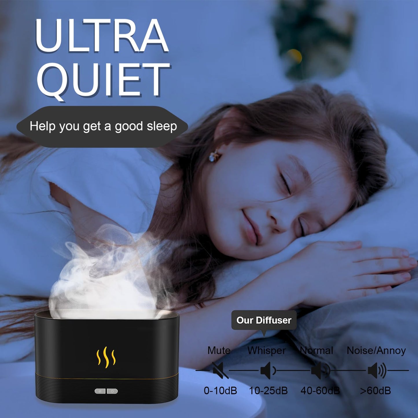 PIZAY Flame LED Essential Oil Diffuser – 180mL, Auto-Off, Black