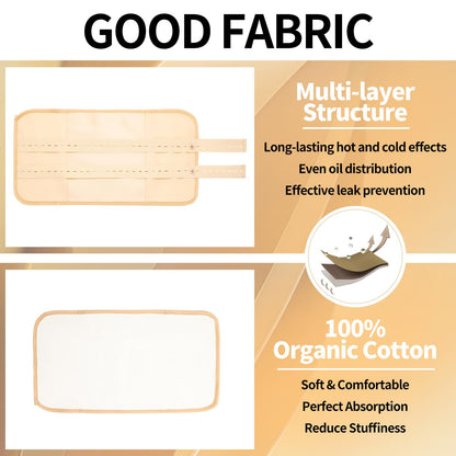 Pjordo Cotton Castor Oil Pack Wrap — 10oz Cold-Pressed Oil, Reusable Pack