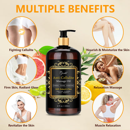 Pjordo Anti Cellulite Massage Oil - Natural Body Firming & Moisturizing