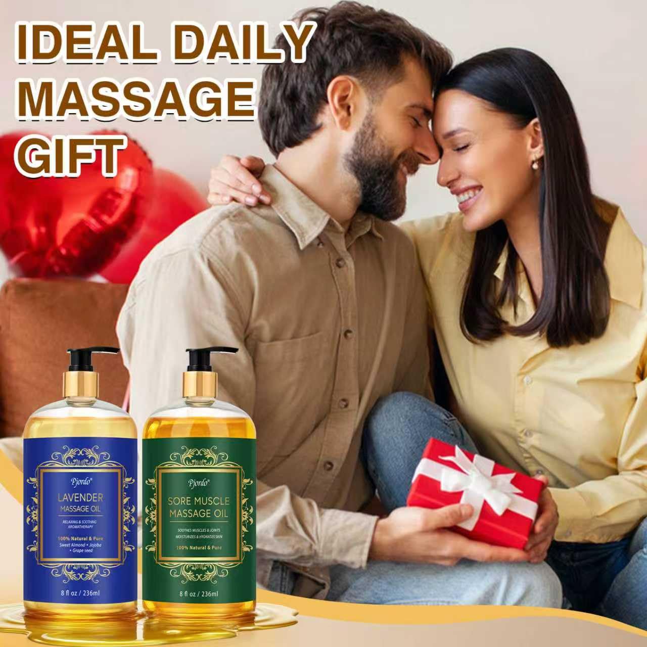 Pjordo 2 Pack Massage Oil – Arnica & Lavender for Pain Relief