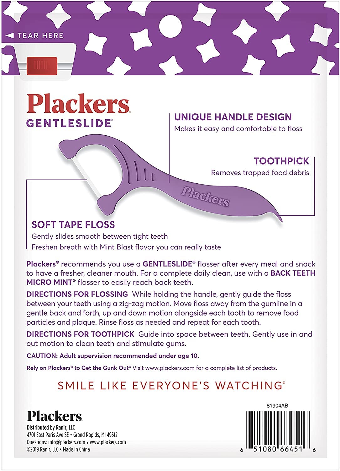 PLACKERS Gentleslide Dentla Flossers for Tight Teeth – 90 ea (Pack of 2)