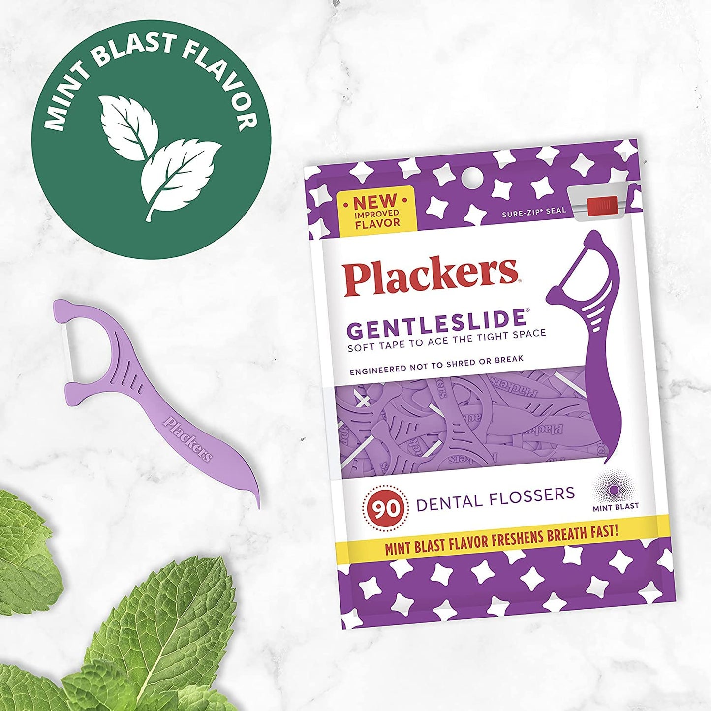 PLACKERS Gentleslide Dentla Flossers for Tight Teeth – 90 ea (Pack of 2)