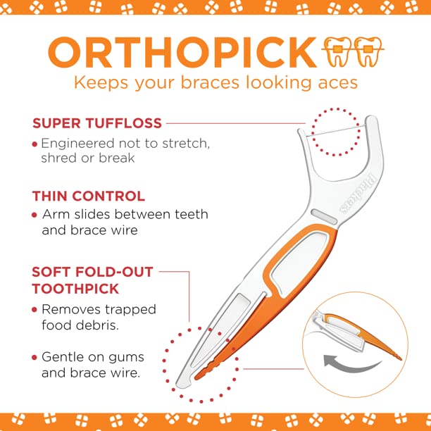Plackers Orthopick Flosser for Braces – 24 Count (Pack of 2)