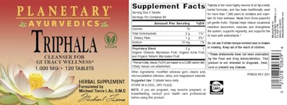 Planetary Ayurvedics Triphala 1000mg - 120 Tablets | Ayurvedic Digestive Support