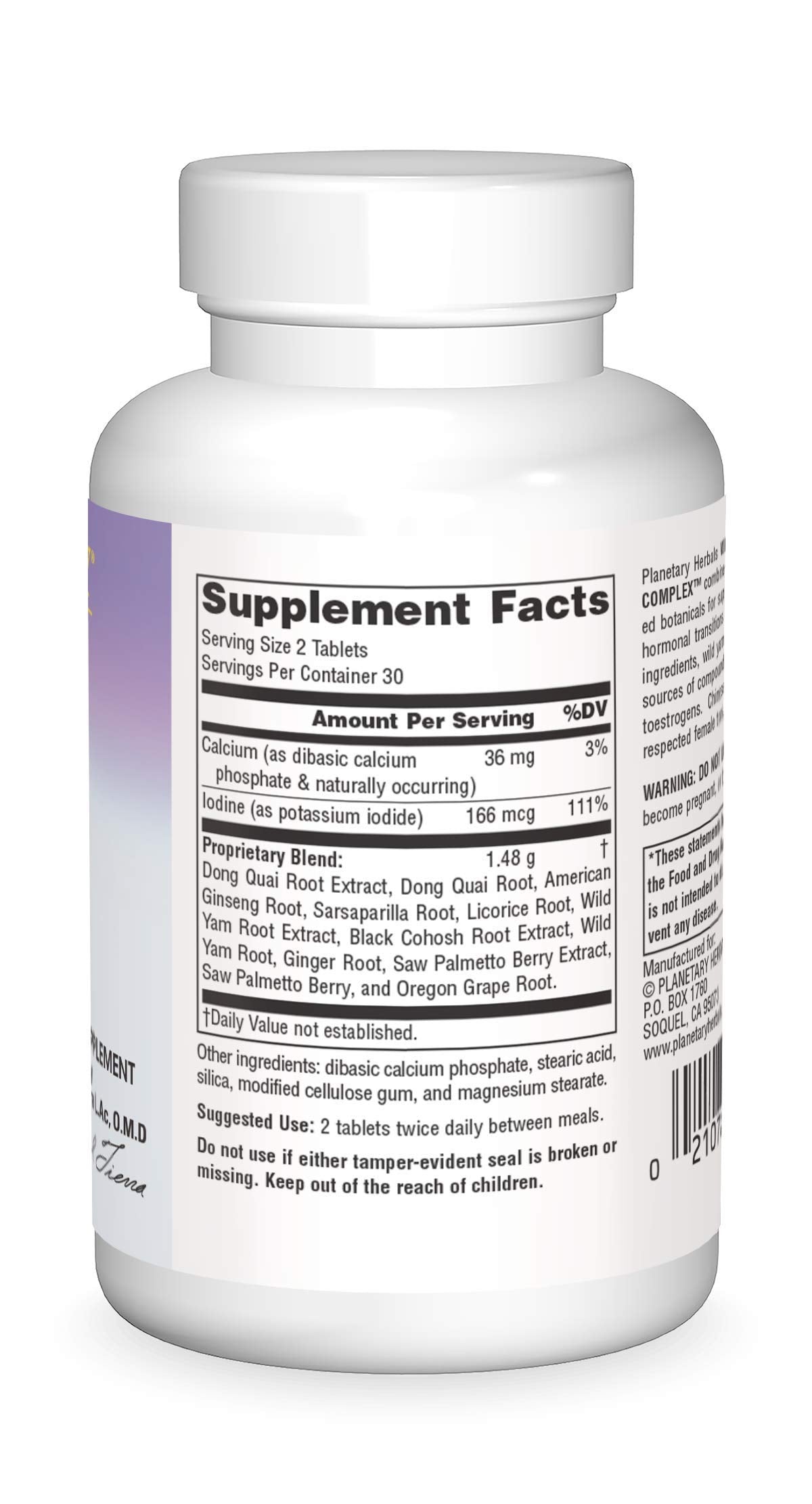 Planetary Herbals Wild Yam-Black Cohosh Complex Tablets, 60 Count | Menopause Support & Phytoestrogens