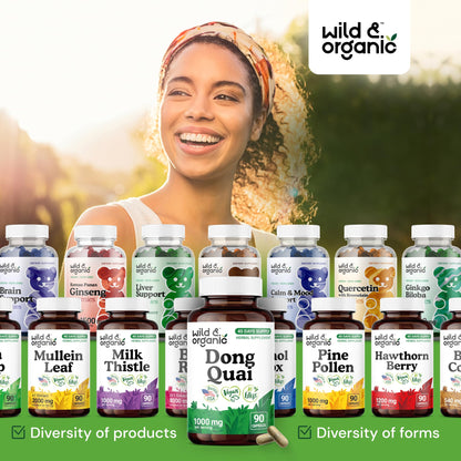 Wild & Organic Dong Quai Capsules for Women - 1000 mg per Serving | 90 Count | Vegan, Non-GMO