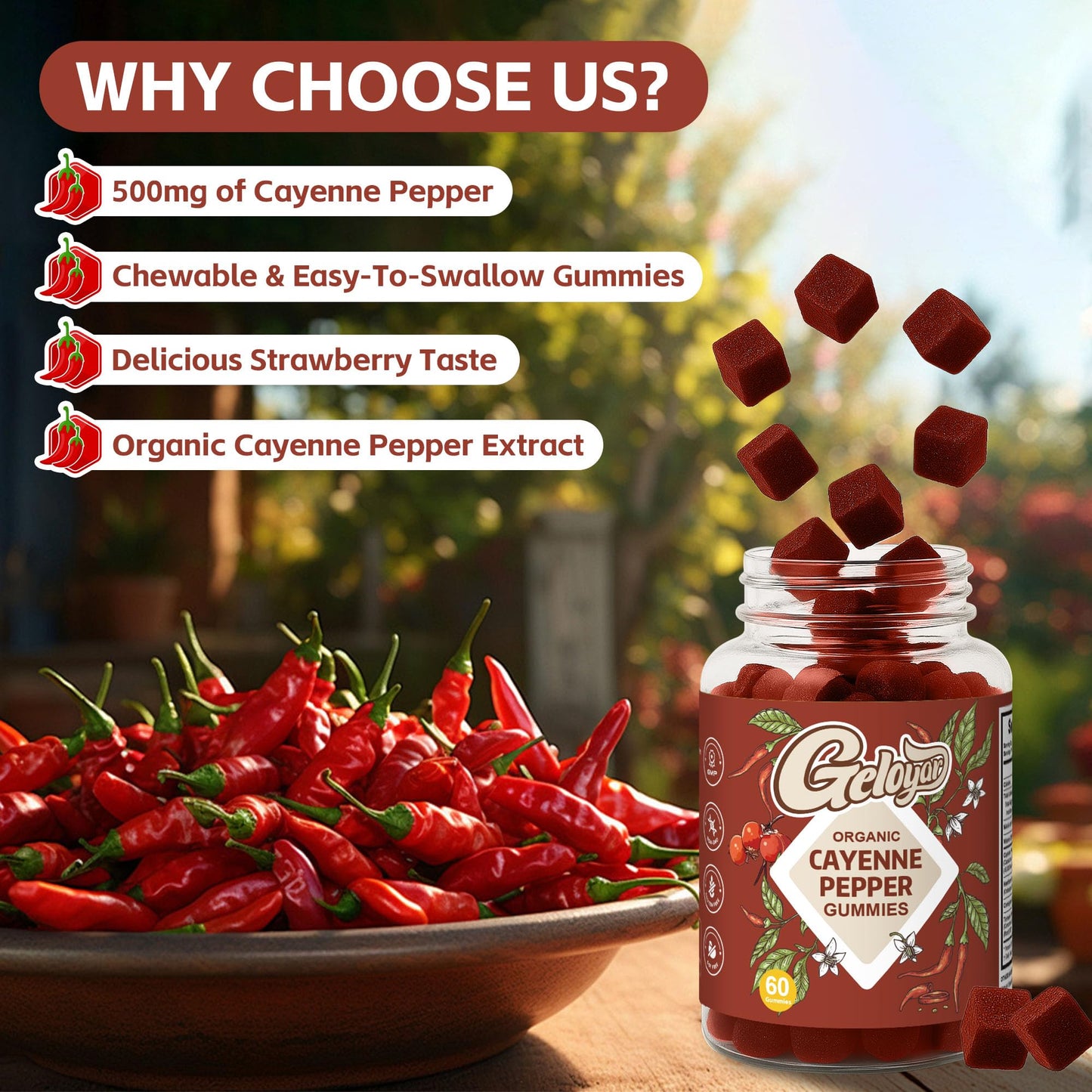 Cayenne Pepper Gummies with Hawthorn Berry — Cardiovascular & Immune Support (60 Count)