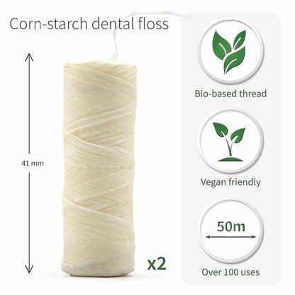 Vegan Refill Dental Floss | 2 x 55 Yards | Plastic Free, Zero Waste | Bambaw Mint