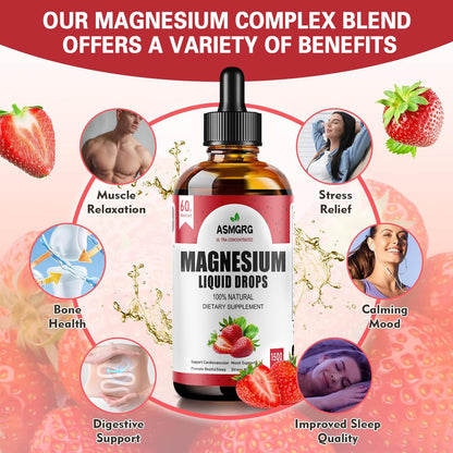 Magnesium Glycinate Liquid Drops with Vitamin D & B6 – 1500mg Plant-Based Formula, Vegan, Non-GMO | 2 fl oz