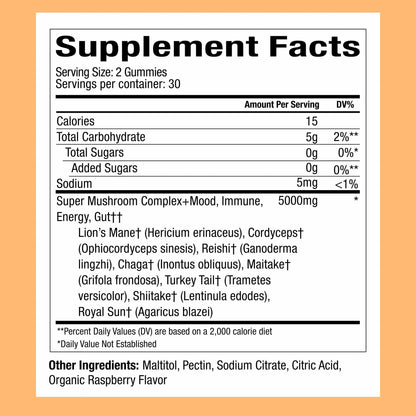 WonderDay Extra Strength Mushroom Gummies | Plant People – Sugar-Free, 60 Count