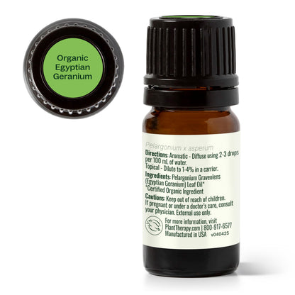 Plant Therapy Organic Egyptian Geranium Essential Oil - 100% Pure, USDA Certified Organic, 5 mL