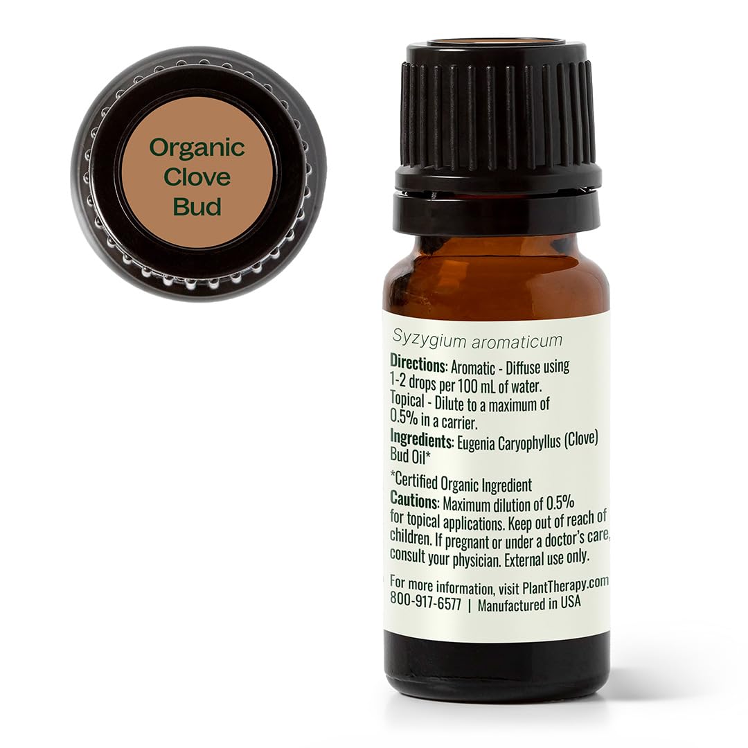Plant Therapy Clove Bud Organic Essential Oil – 100% Pure, USDA Organic, 10 mL