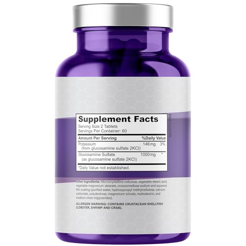 PLANT.O NUTRITION Glucosamine Sulfate with Potassium – Joint Support Supplement (120 Tablets)