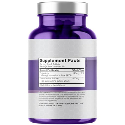 PLANT.O NUTRITION Glucosamine Sulfate with Potassium – Joint Support Supplement (120 Tablets)