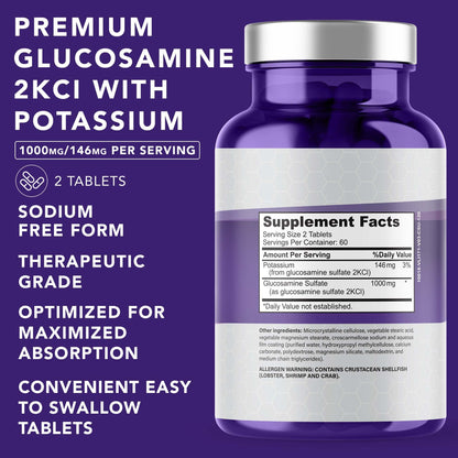 PLANT.O NUTRITION Glucosamine Sulfate with Potassium – Joint Support Supplement (120 Tablets)
