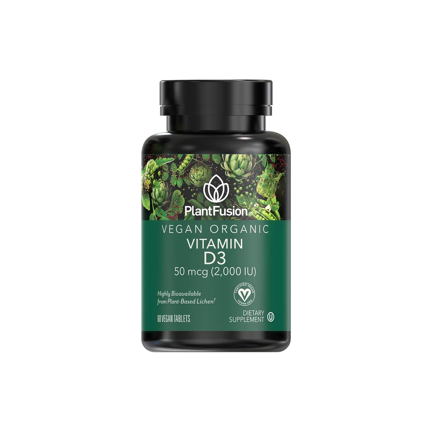 PlantFusion Vegan Vitamin D3 2000IU | Organic D3 from Vitashine Lichen | 60 Tablets