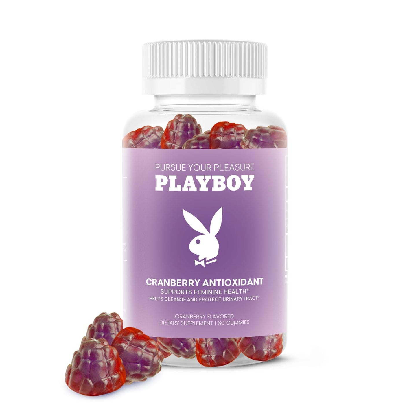 Playboy Feminine Health Cranberry Gummies for Women – Antioxidant, Non-GMO, Vegan (60 Count)